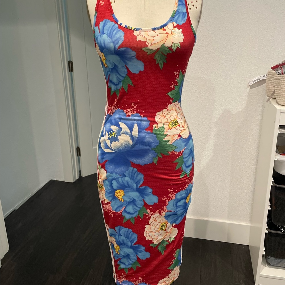 Adidas floral print bodycon dress
